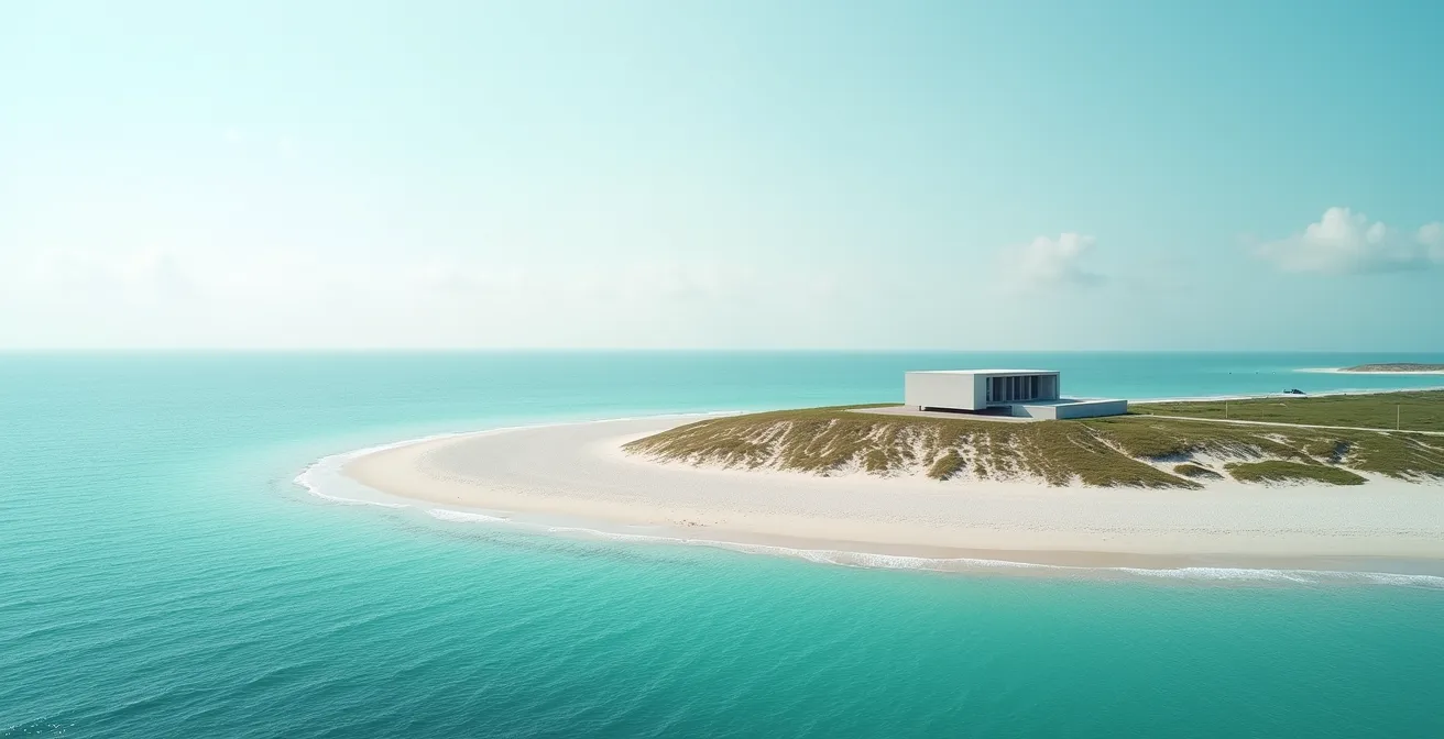 Vue aérienne minimaliste de propriétés côtières