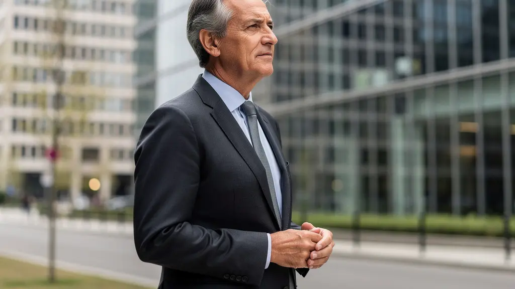 Propriétaire observant un immeuble de bureaux moderne pour gestion locative professionnelle